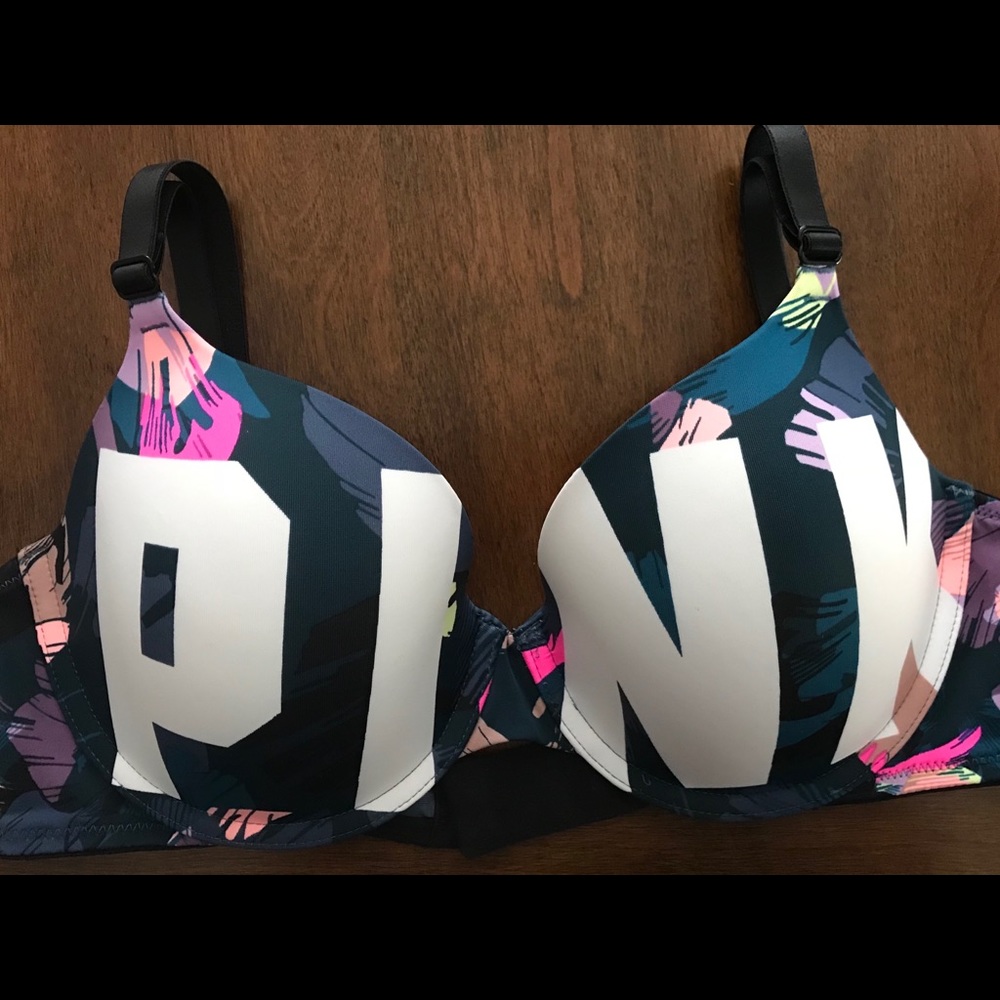 Victoria’s Secret PINK Black Teal Floral bra 36C